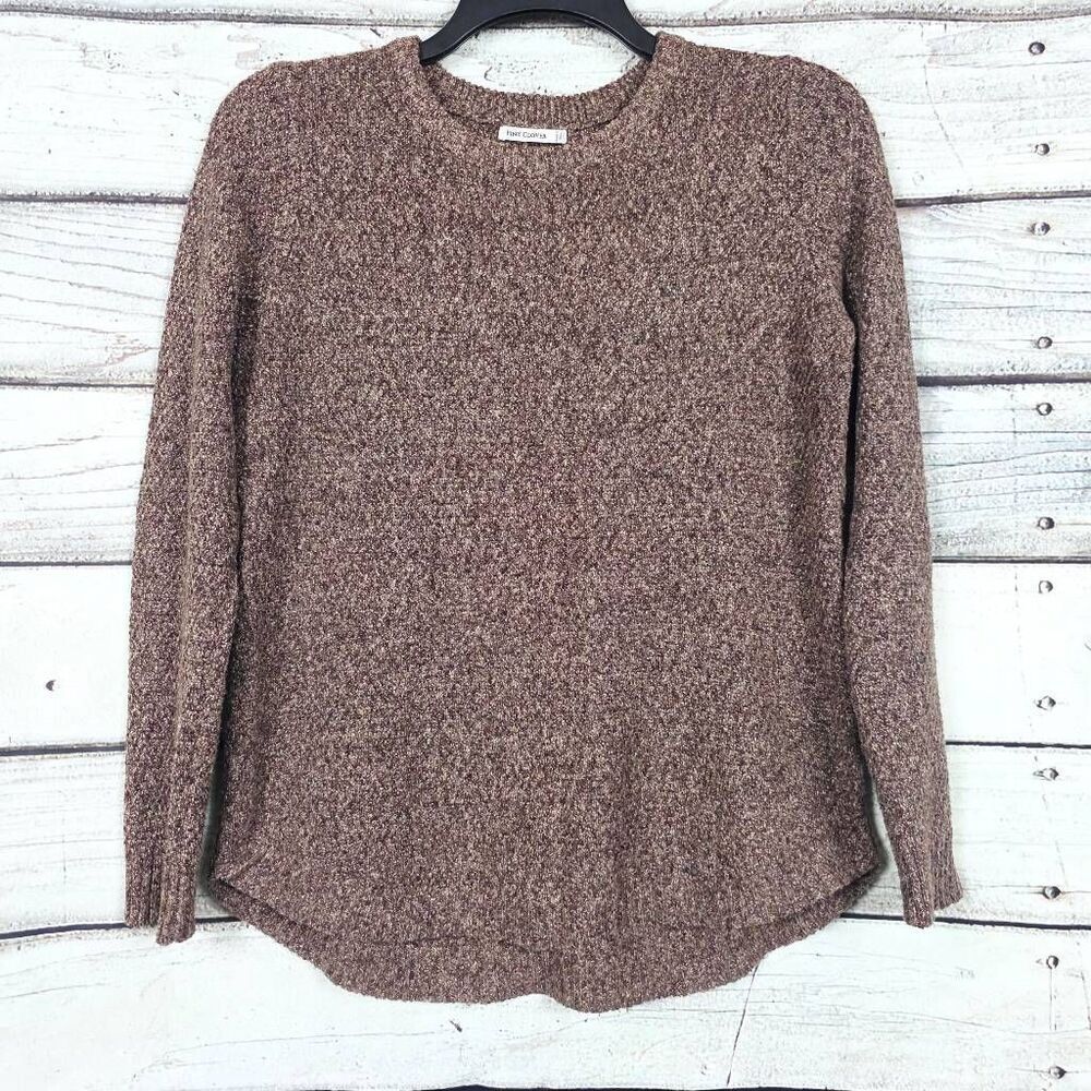 Pink Clover Knit Sweater Brown Women’s L Curved Hem